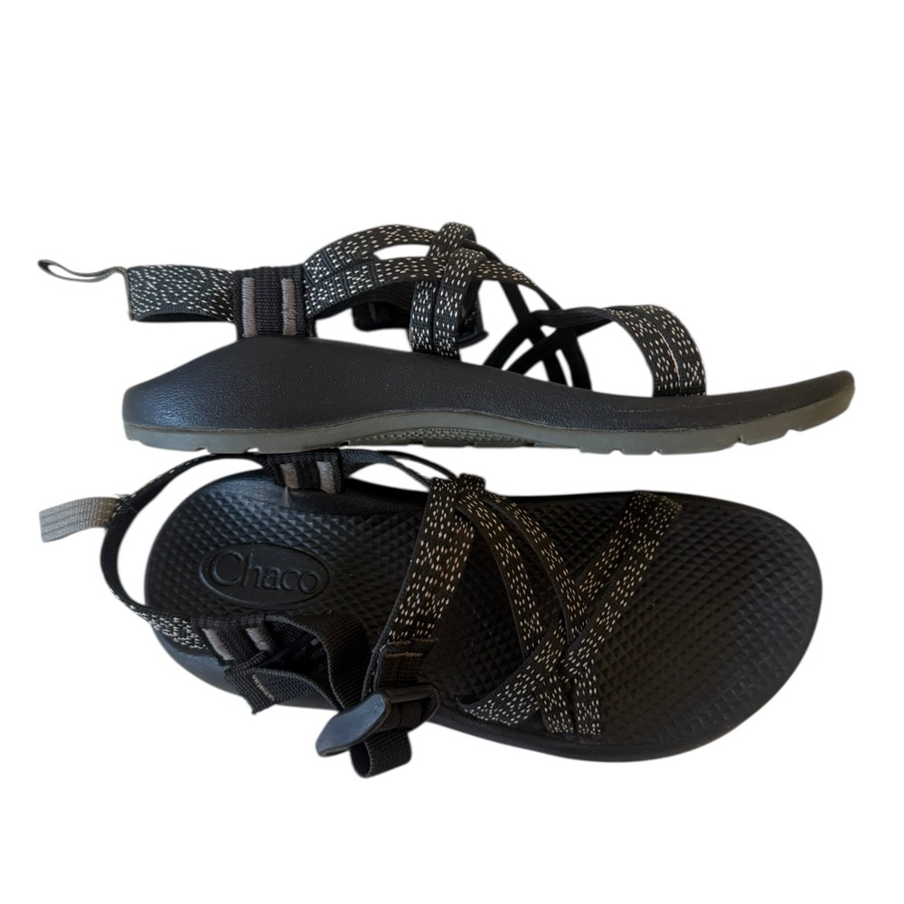 Chaco Girls ZX 1 Ecotread Sandals Black & White Strap Kid’s Size 5 Women’s Sz 7